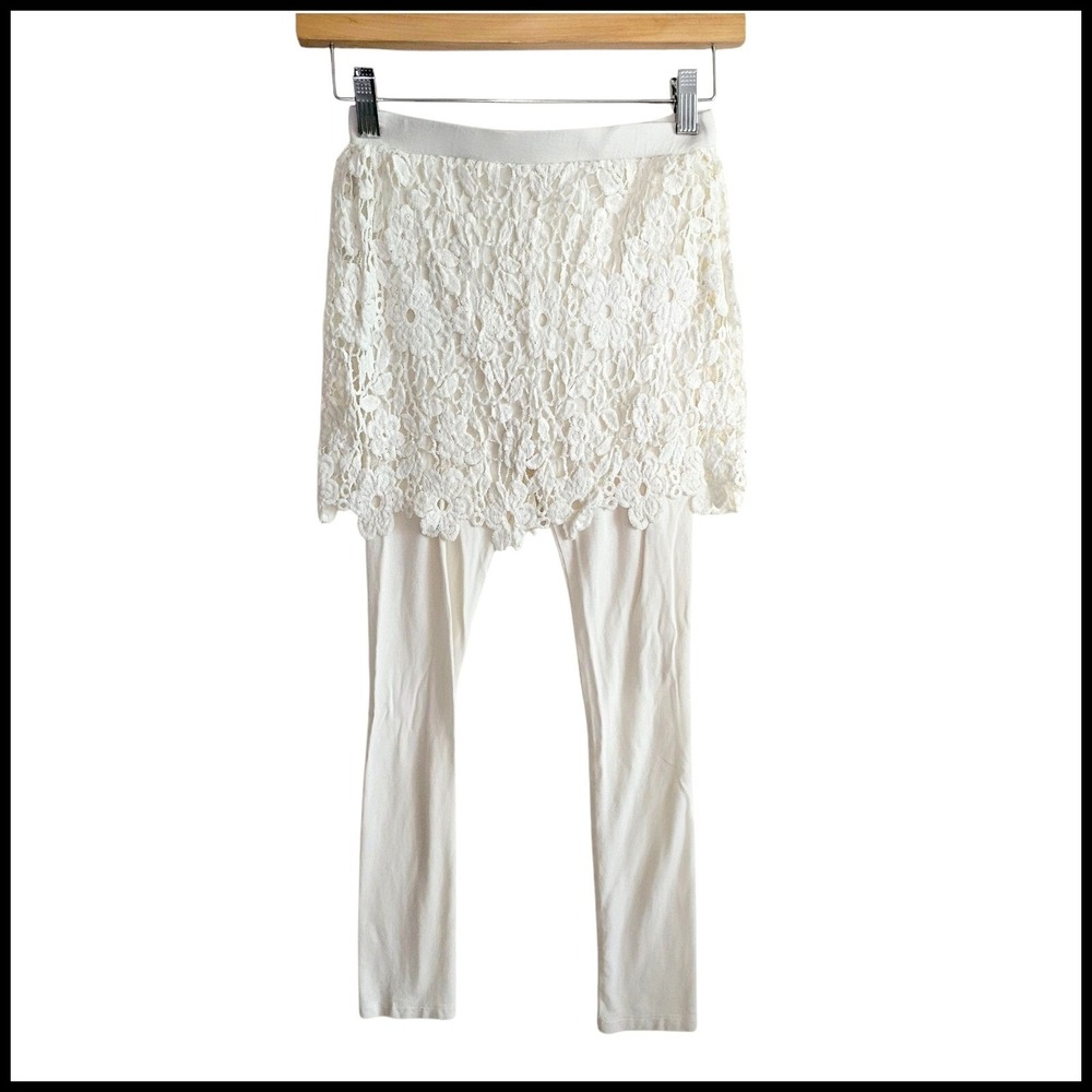 Chasing Fireflies Skirted Leggings Lace Overlay White‎ Girls Size L 10 12 Years